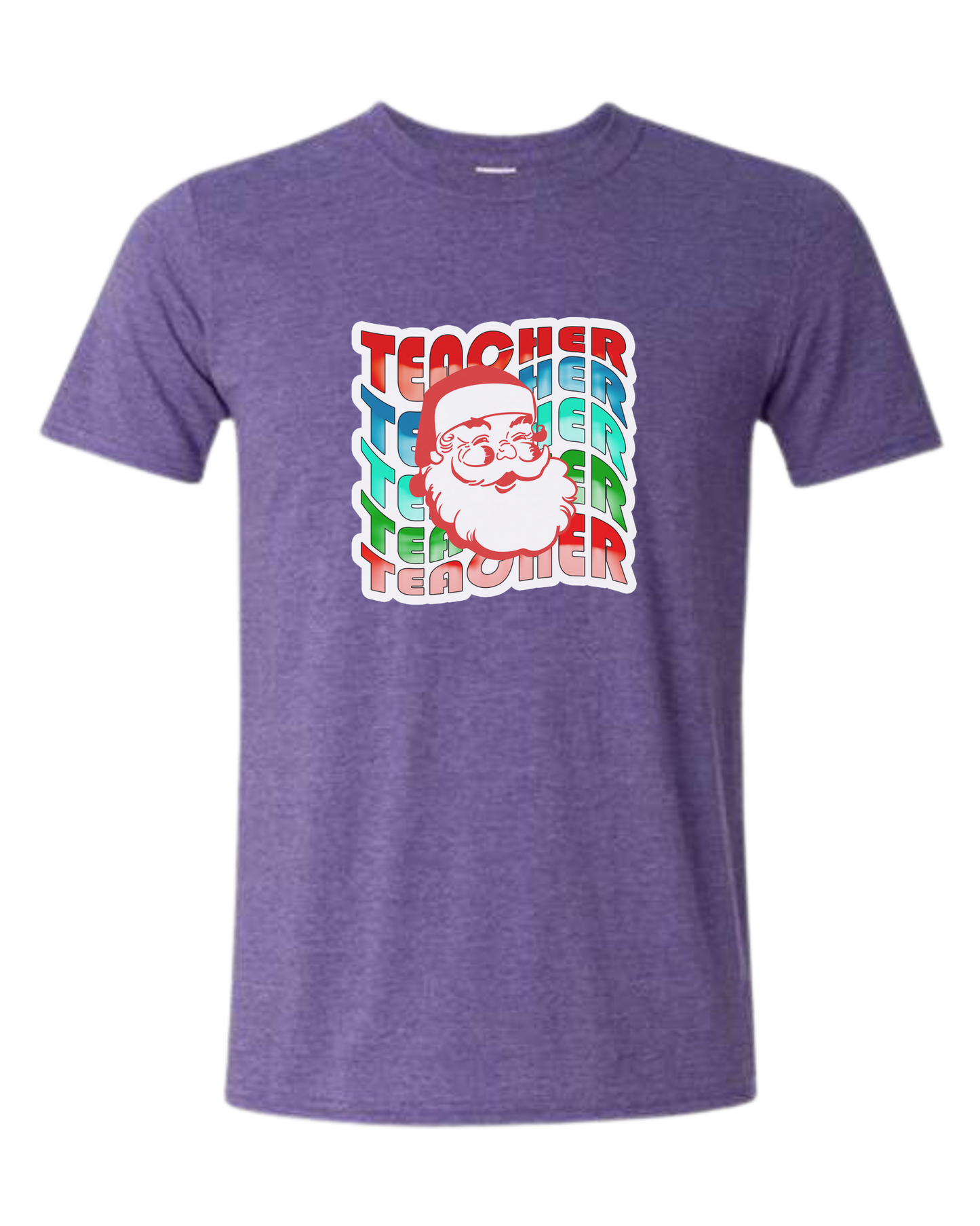 Teacher Wave with Santa design Unisex crewneck graphic tee (light colors) Heather Purple