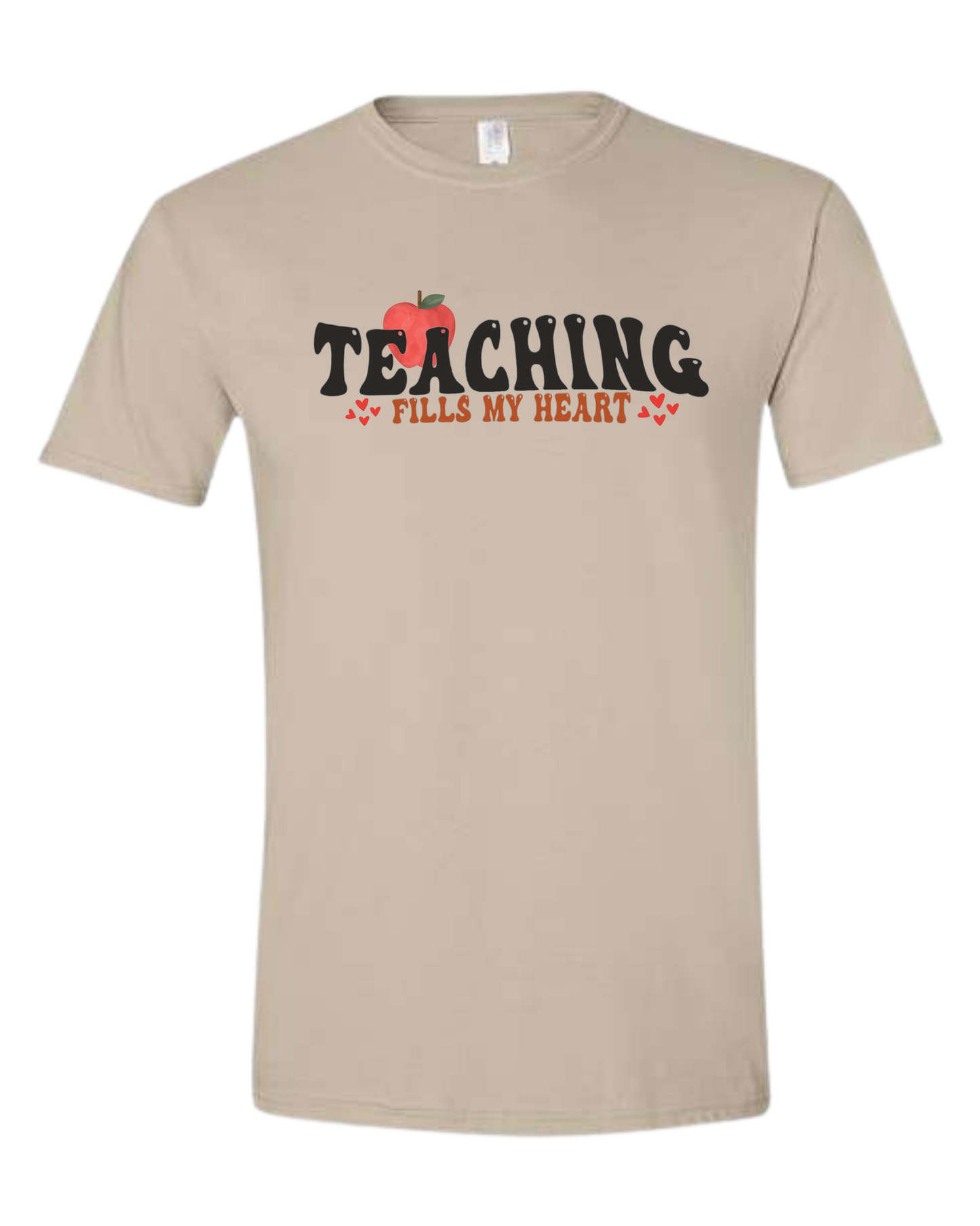 "Teaching Fills my Heart" graphic tee Unisex crewneck graphic tee (light colors) Beige