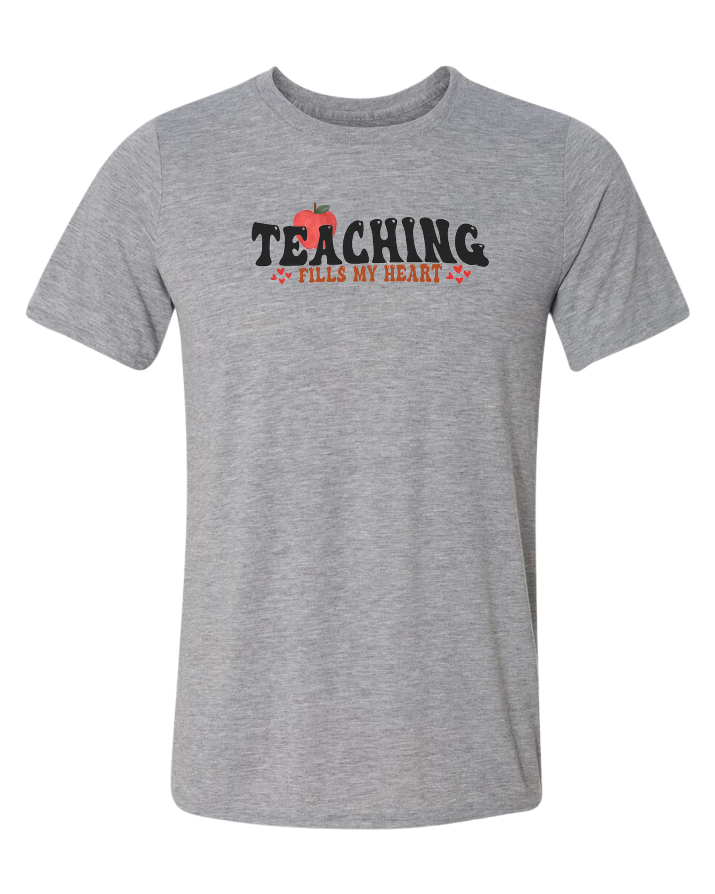 "Teaching Fills my Heart" graphic tee Unisex crewneck graphic tee (light colors) Heather Grey