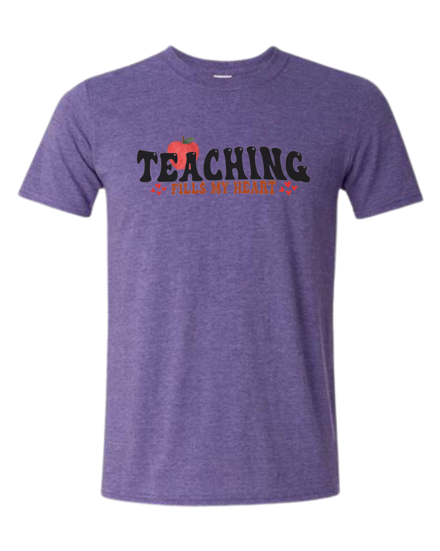 "Teaching Fills my Heart" graphic tee Unisex crewneck graphic tee (light colors) Heather Purple