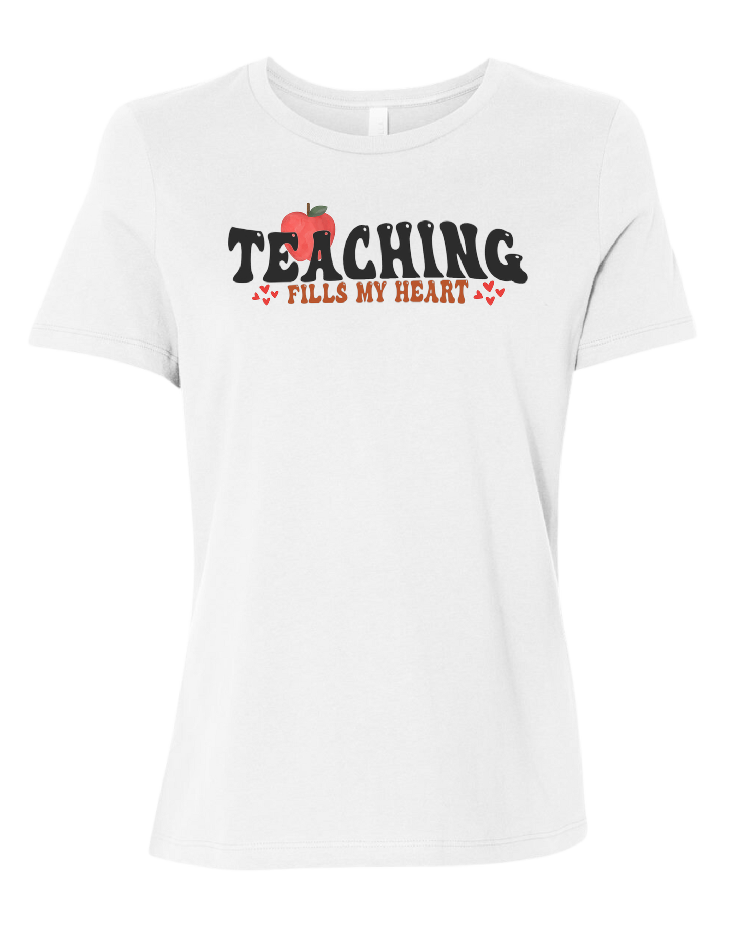 "Teaching Fills my Heart" graphic tee Women's fit premium crewneck tee White