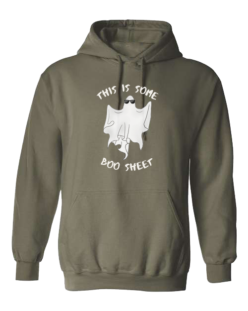 "This is some Boo-Sheet" ghost tee Unisex Classic Hoodie Military Green