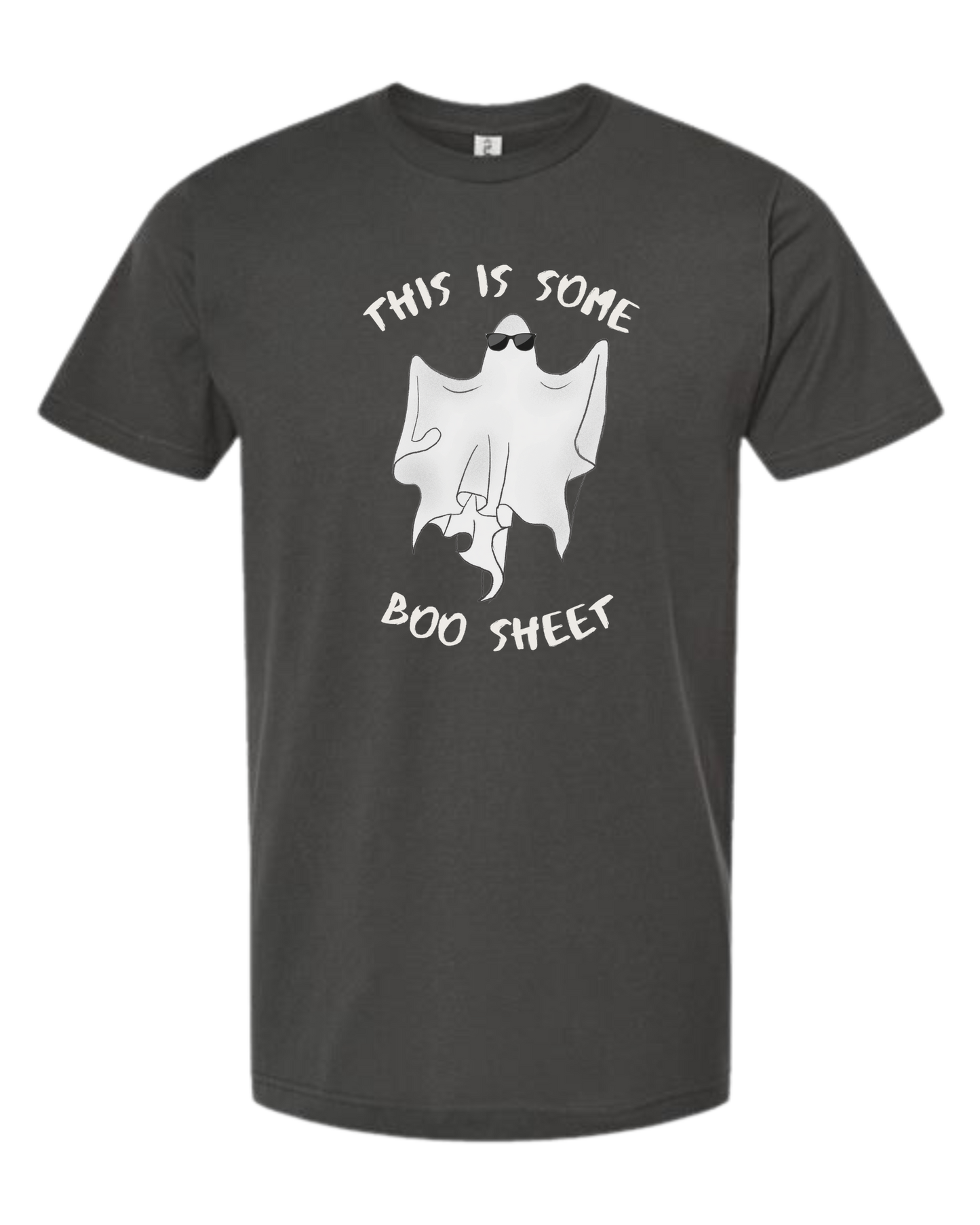 "This is some Boo-Sheet" ghost tee Unisex crew-neck graphic tee Charcoal Grey
