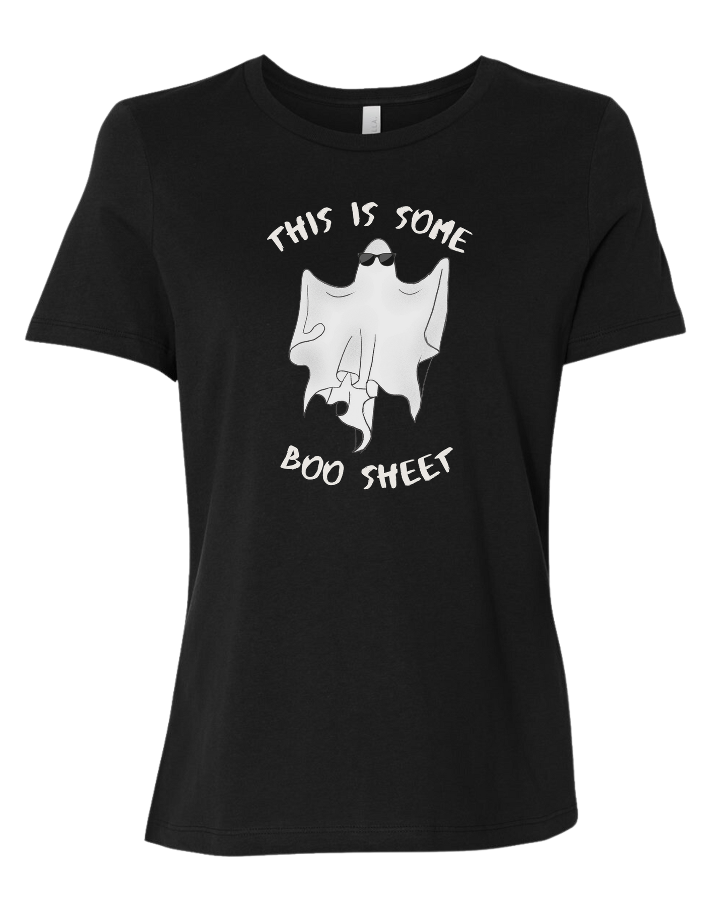 "This is some Boo-Sheet" ghost tee Women's fit premium crewneck tee Black