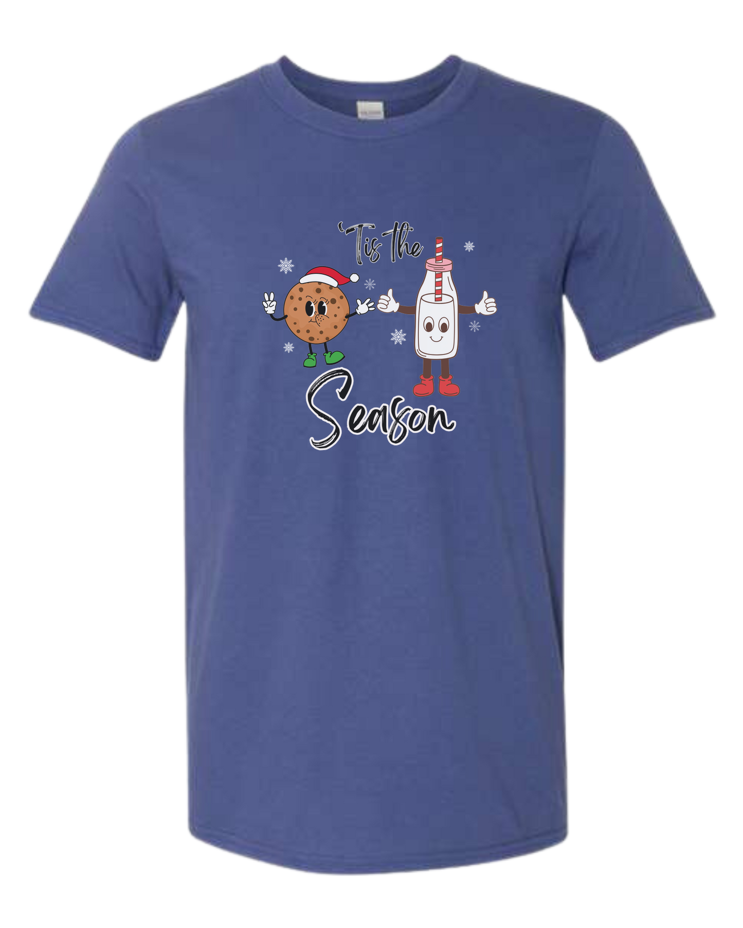 "Tis the Season" milk and cookies graphic Unisex crew-neck graphic tee Metro Blue