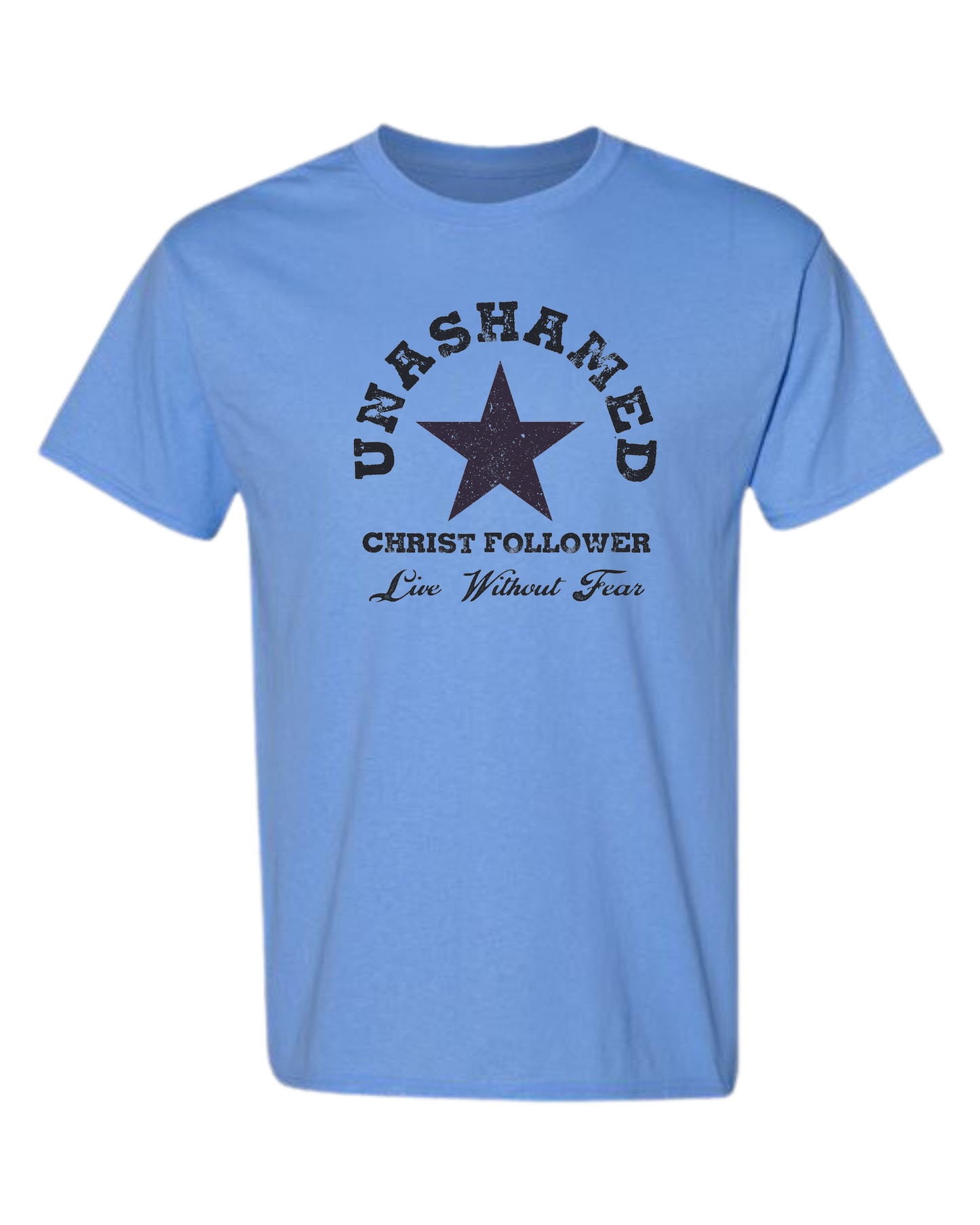 Unashamed Christ Follower graphic tee Unisex crewneck graphic tee (light colors) Caroline Blue