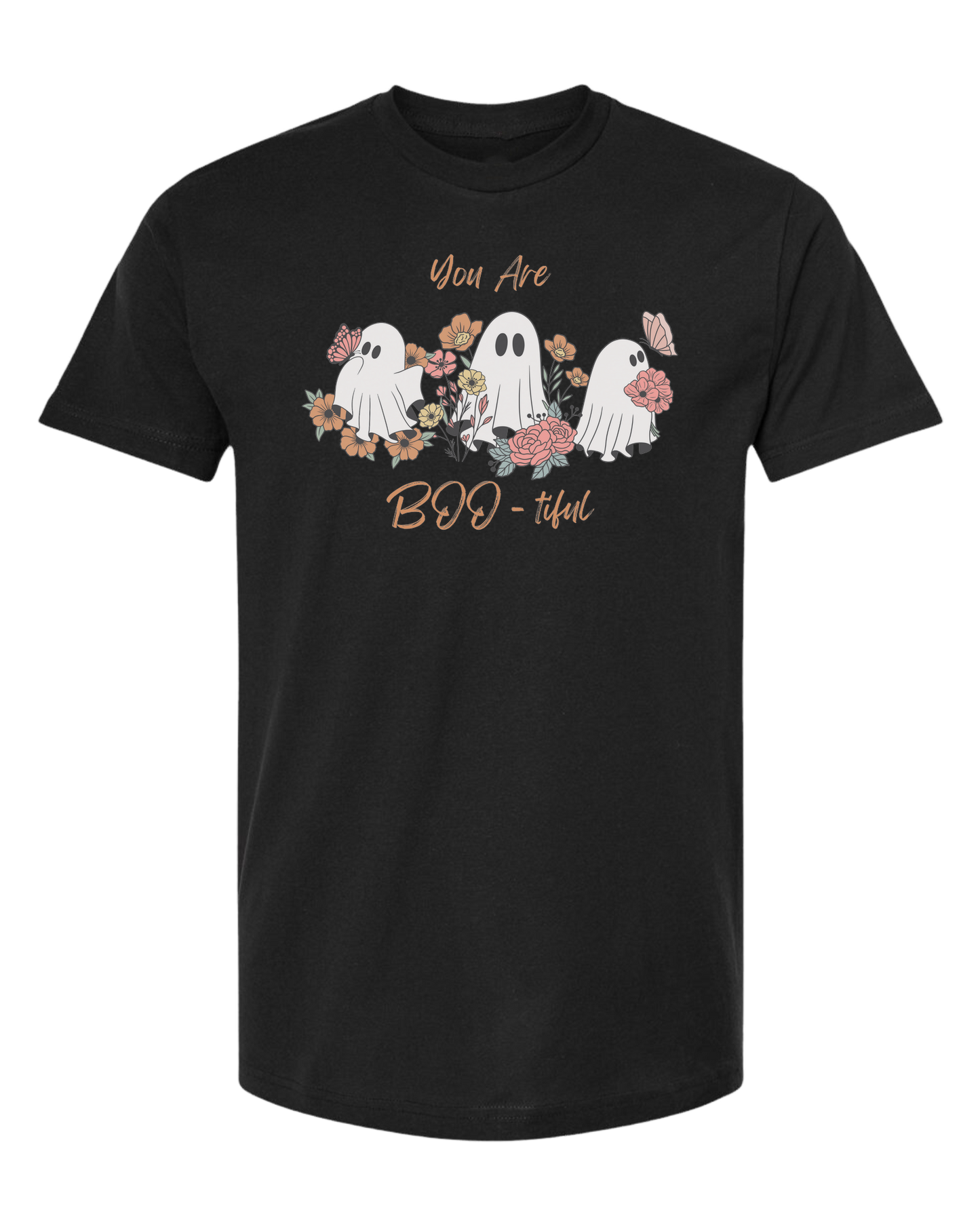 "You are BOO-tiful" ghost tee Unisex crew-neck graphic tee Black