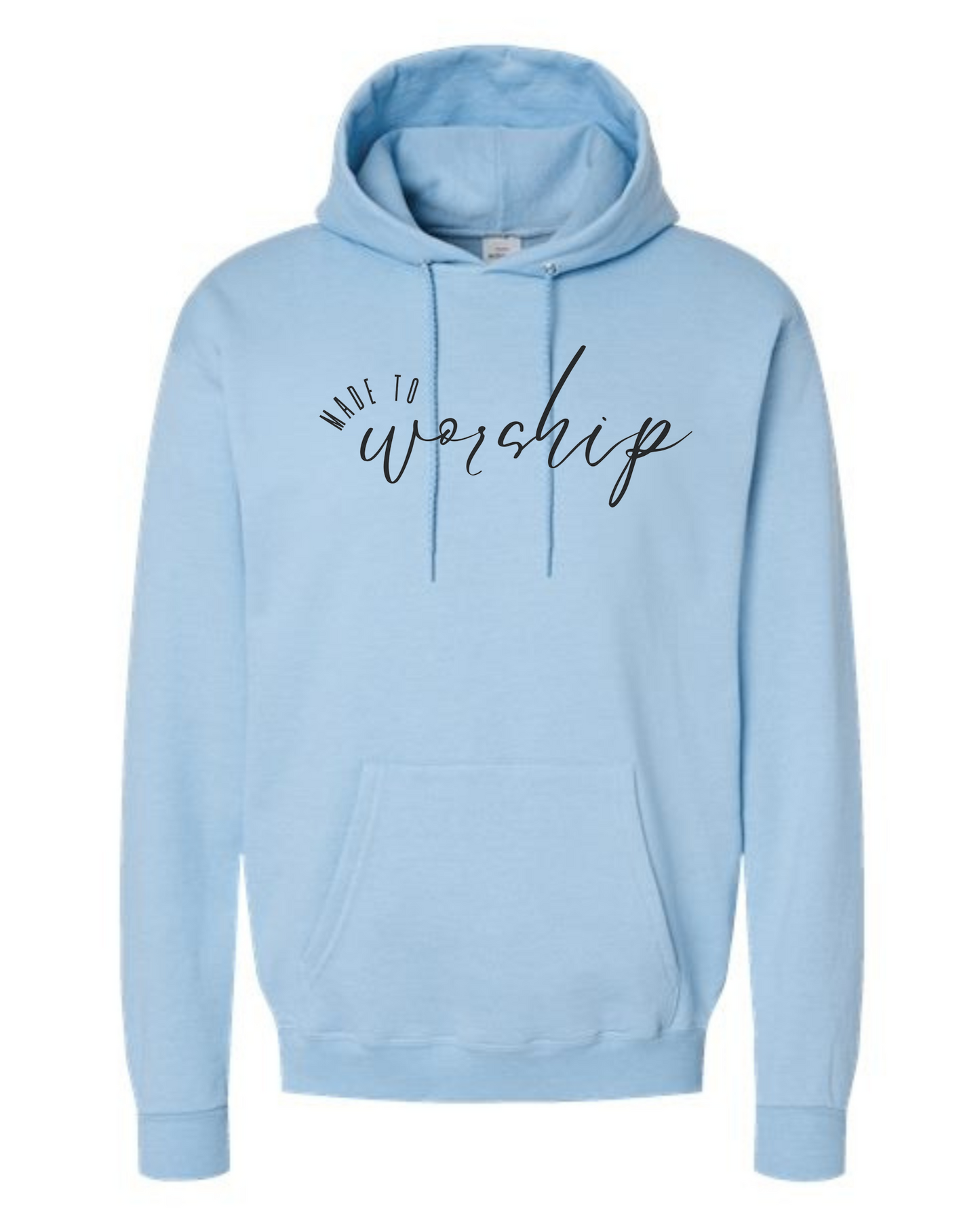 Made to Worship tee w/black font Unisex Classic Hoodie Ice Blue