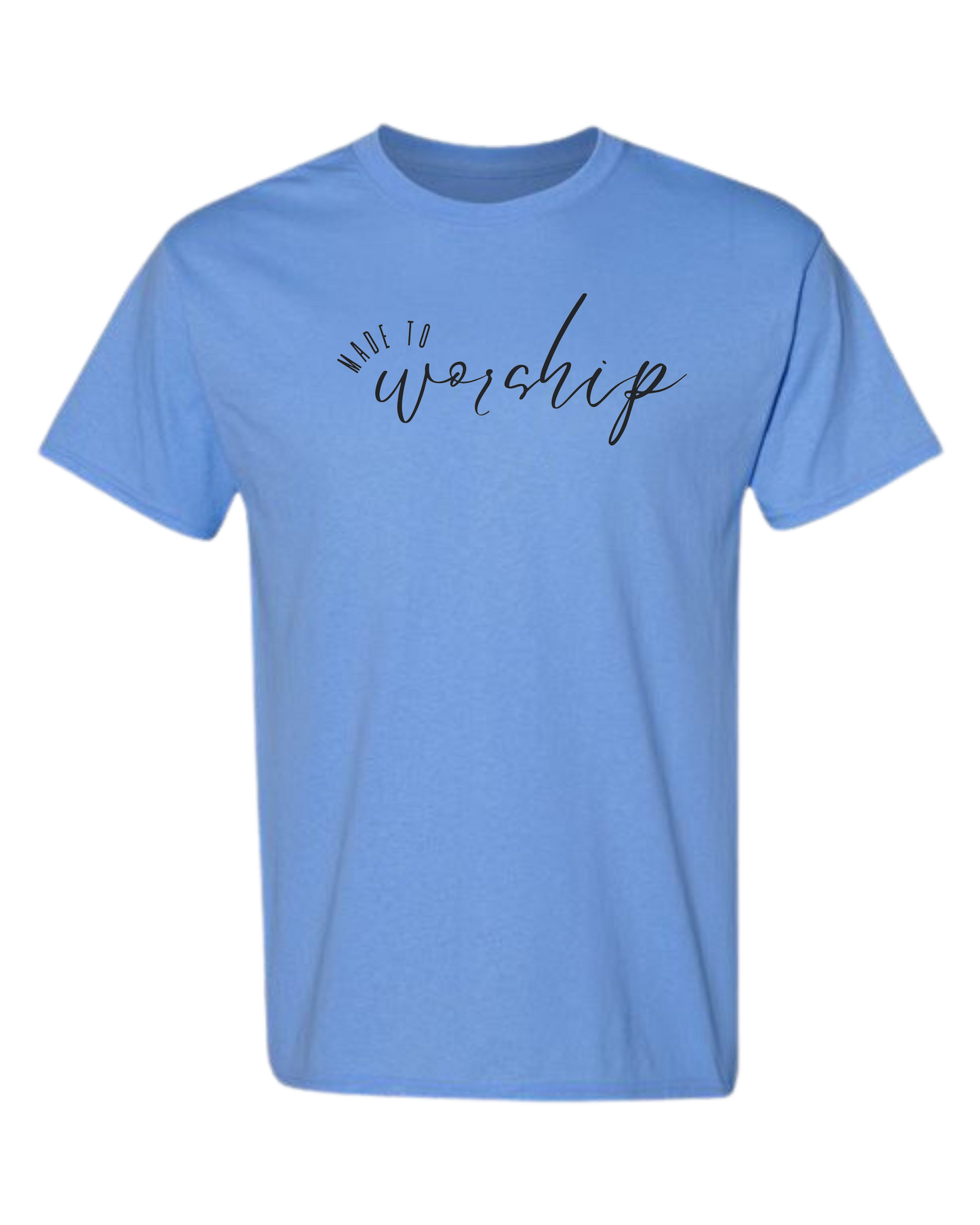 Made to Worship tee w/black font Unisex crewneck graphic tee (light colors) Caroline Blue