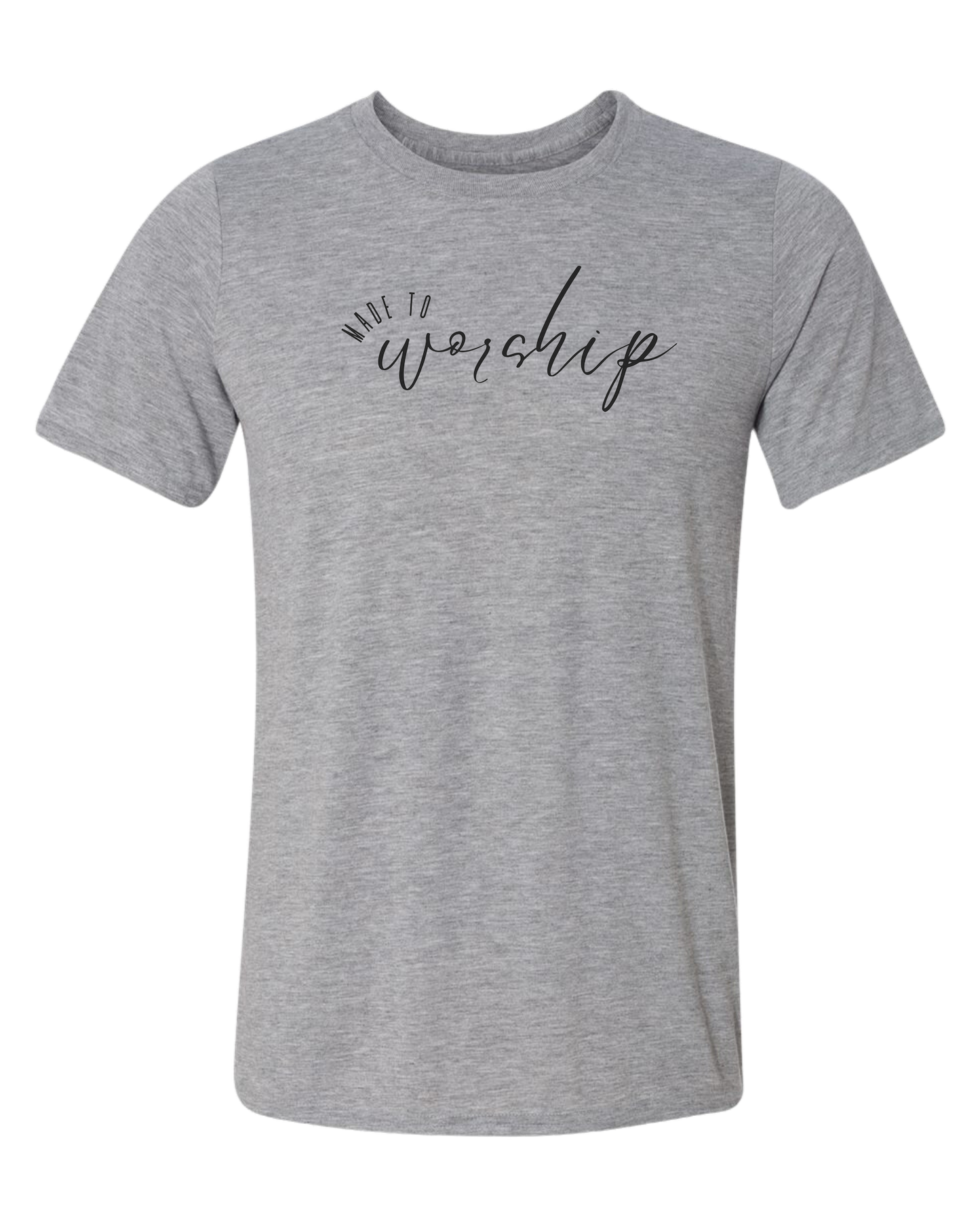 Made to Worship tee w/black font Unisex crewneck graphic tee (light colors) Heather Grey