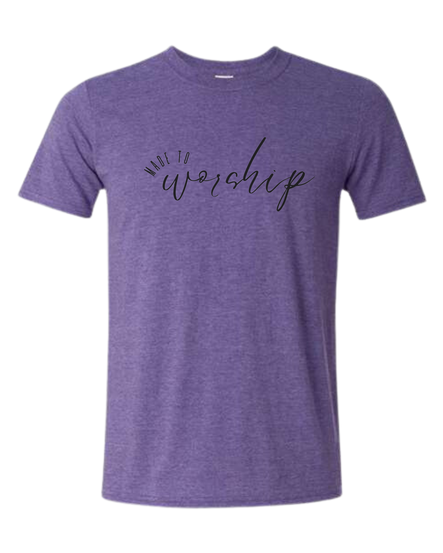 Made to Worship tee w/black font Unisex crewneck graphic tee (light colors) Heather Purple