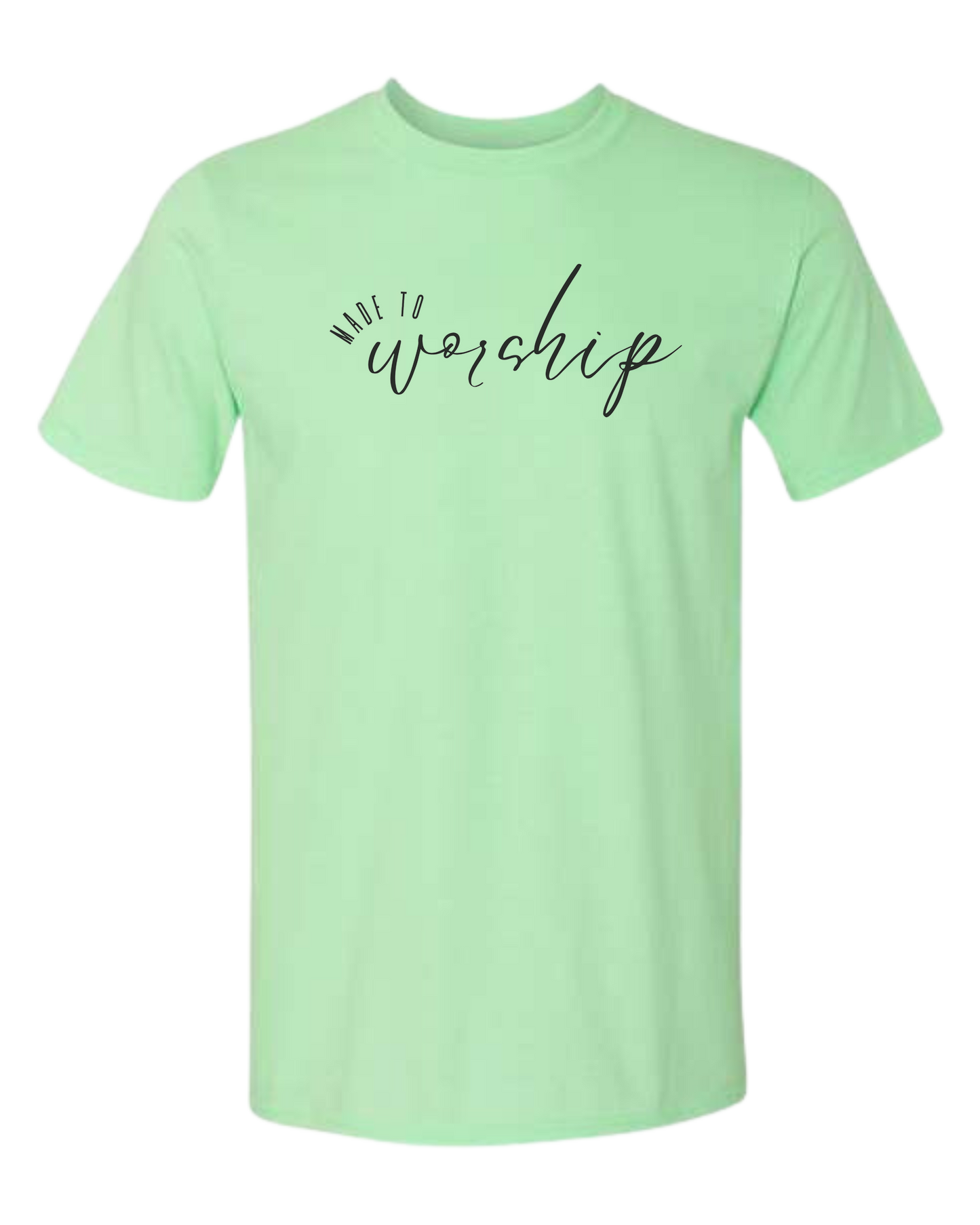 Made to Worship tee w/black font Unisex crewneck graphic tee (light colors) Mint Green