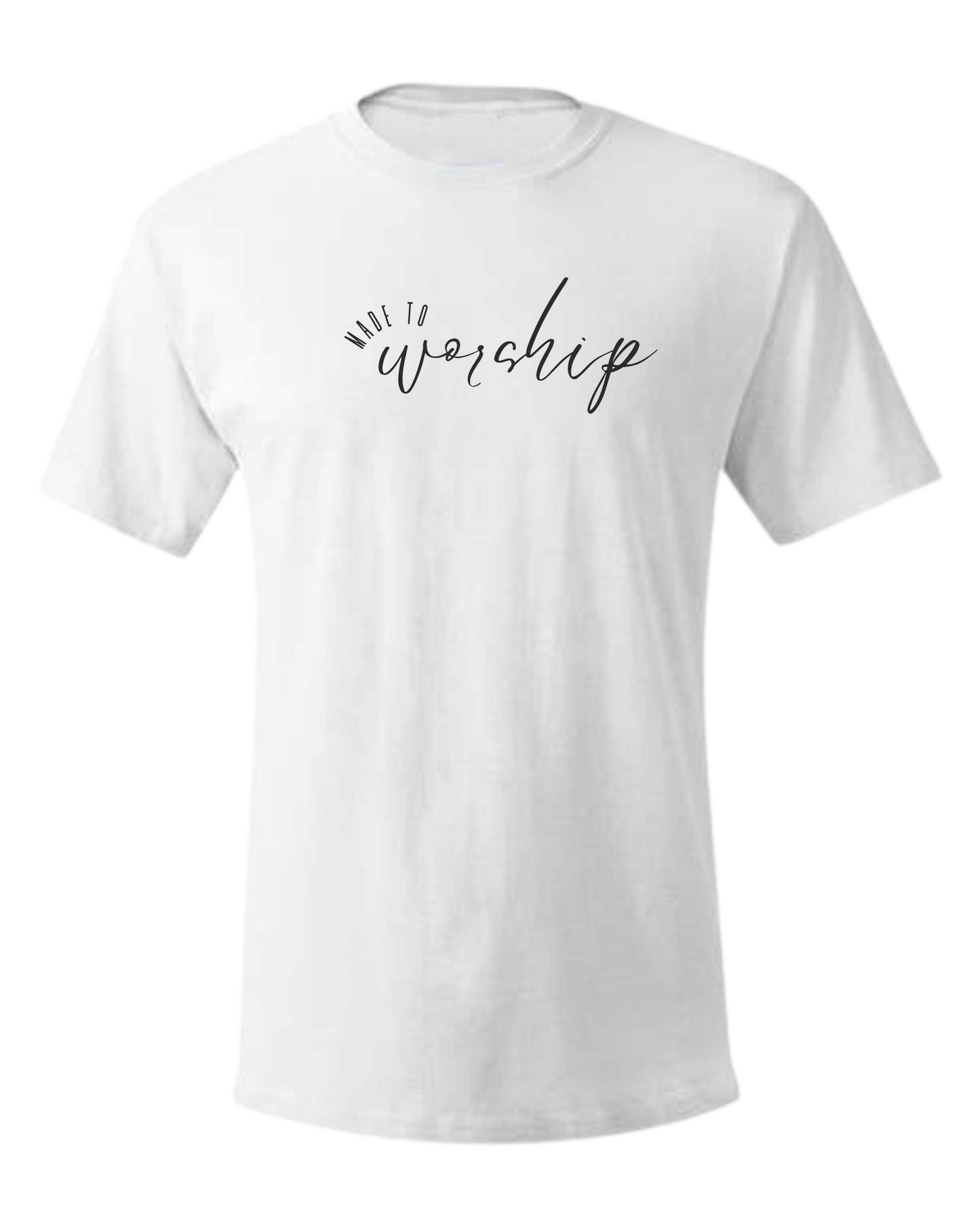Made to Worship tee w/black font Unisex crewneck graphic tee (light colors) White