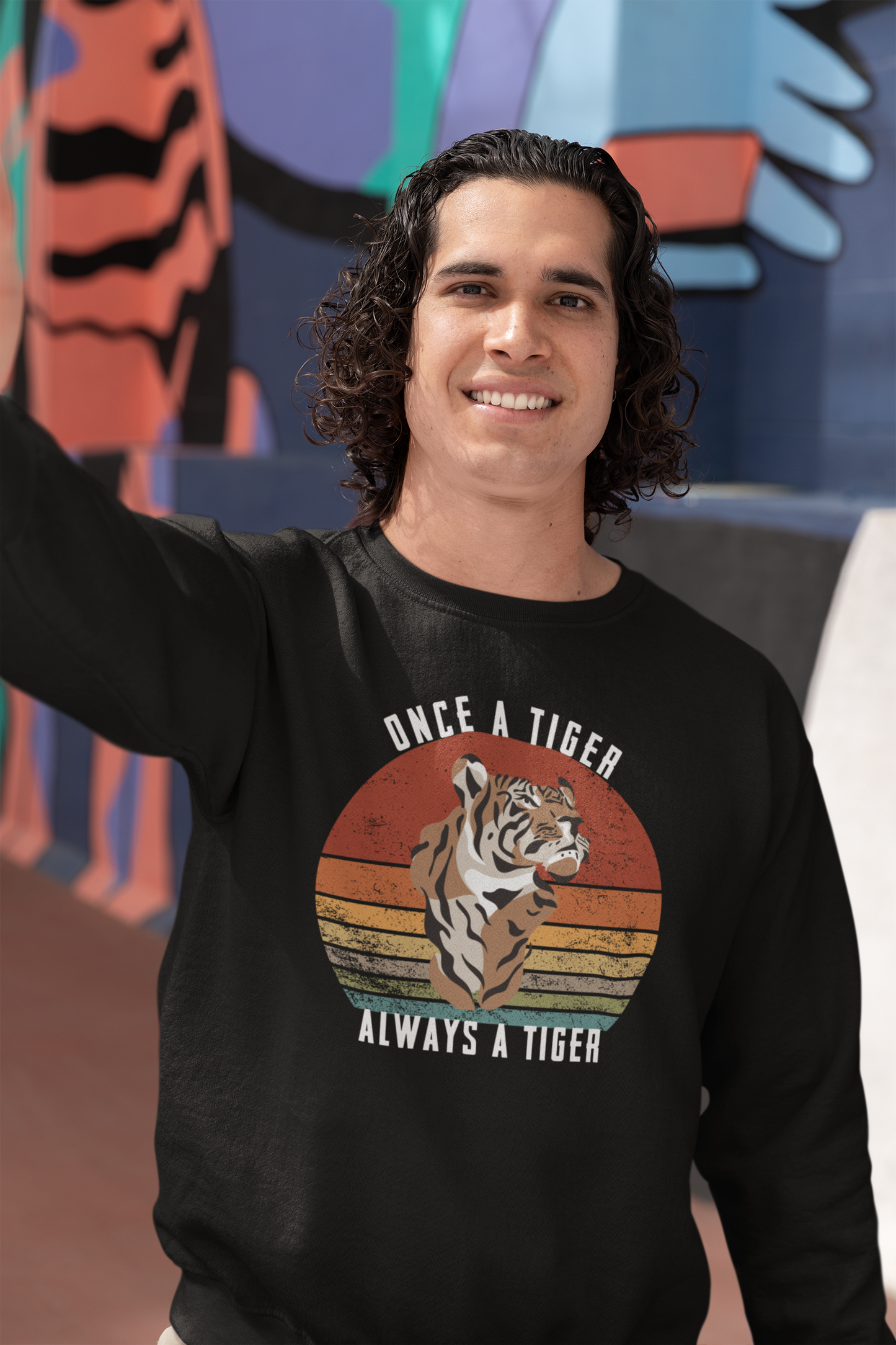 "Once a Tiger, Always a Tiger" distressed sunset tee