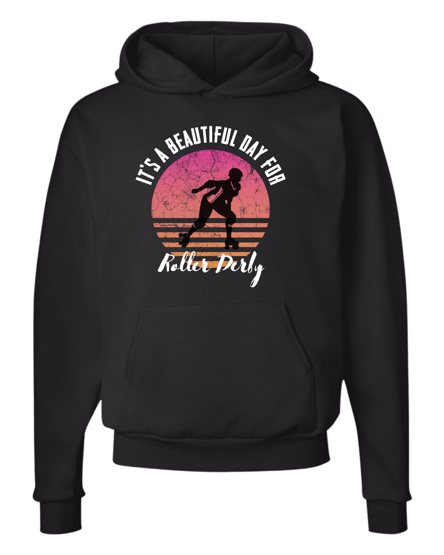 Faded pink sunset distressed "It's a beautiful day for Roller Derby" tee