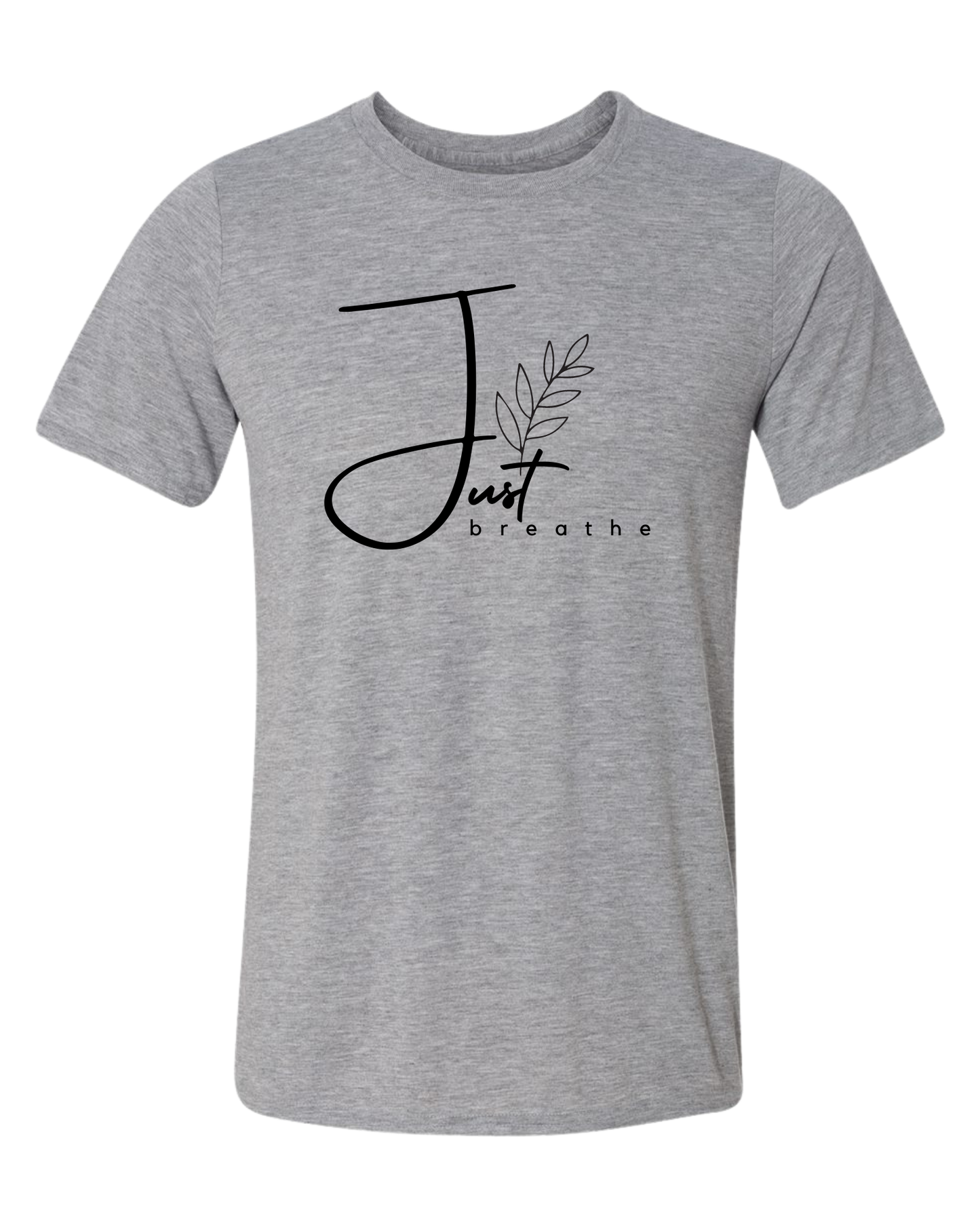 Unisex crew neck "Just Breathe" minimalist leaf tee