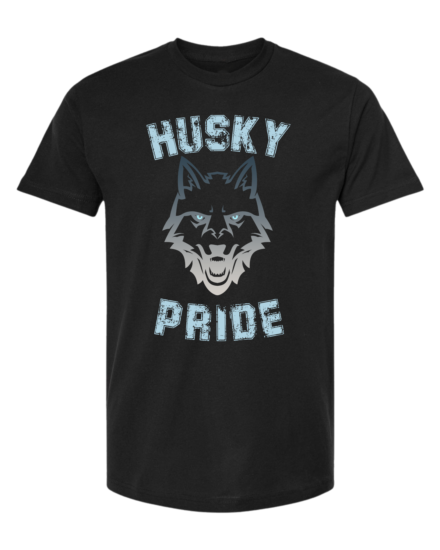 Husky Pride distressed font w/large husky full color graphic tee