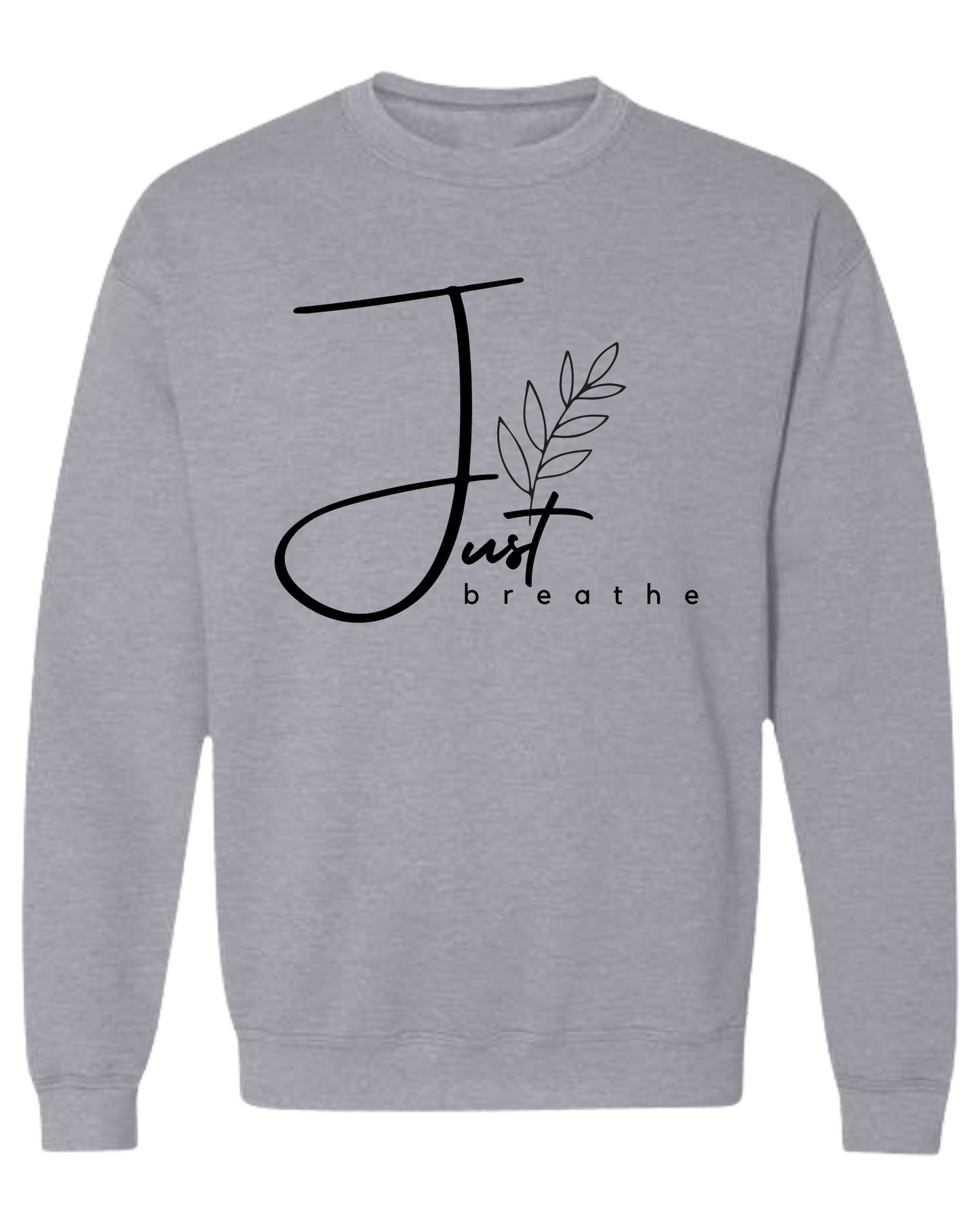 Unisex crew neck "Just Breathe" minimalist leaf tee