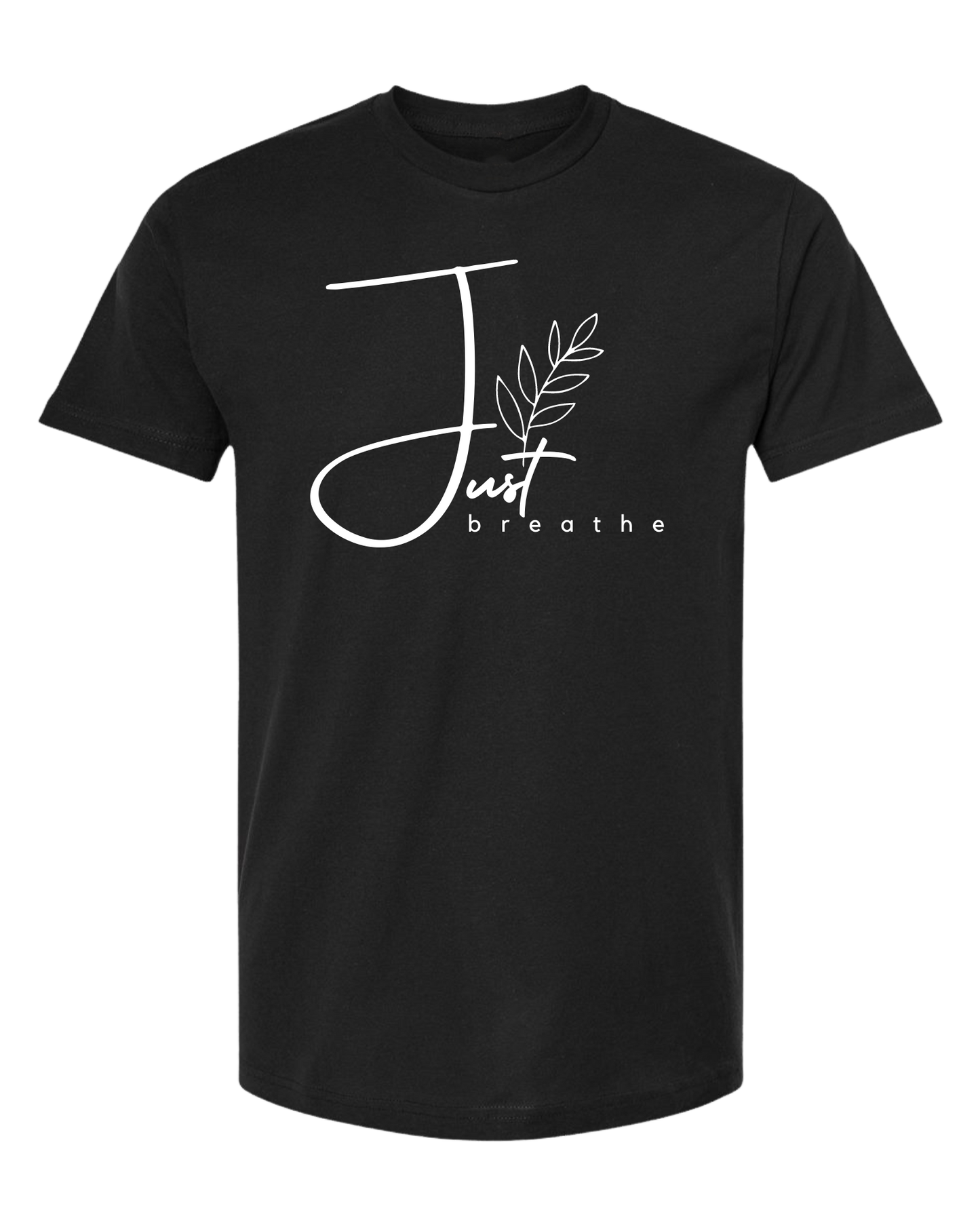 Unisex crew neck "Just Breathe" minimalist leaf tee