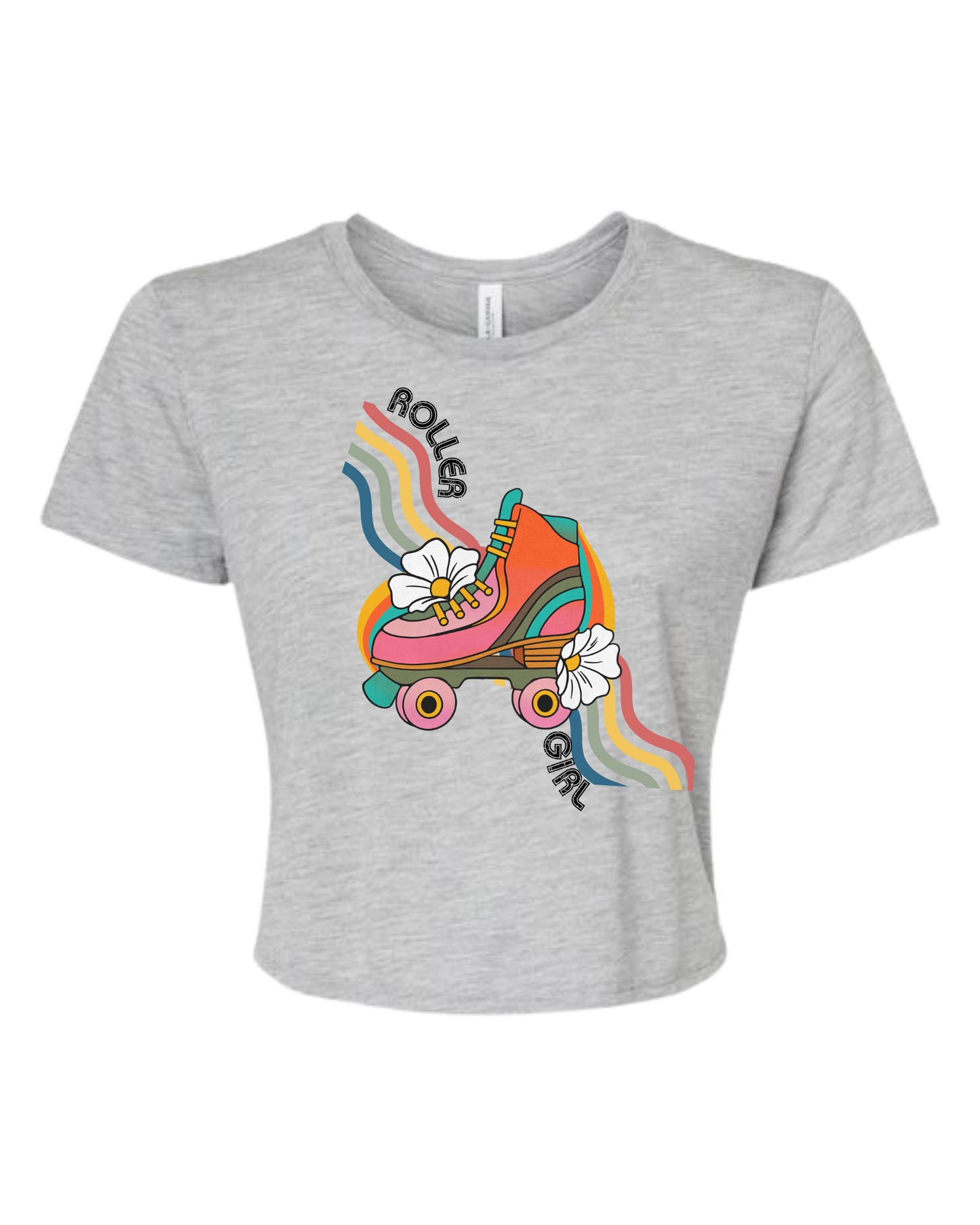 Roller Girl retro font "flower skate" crop top