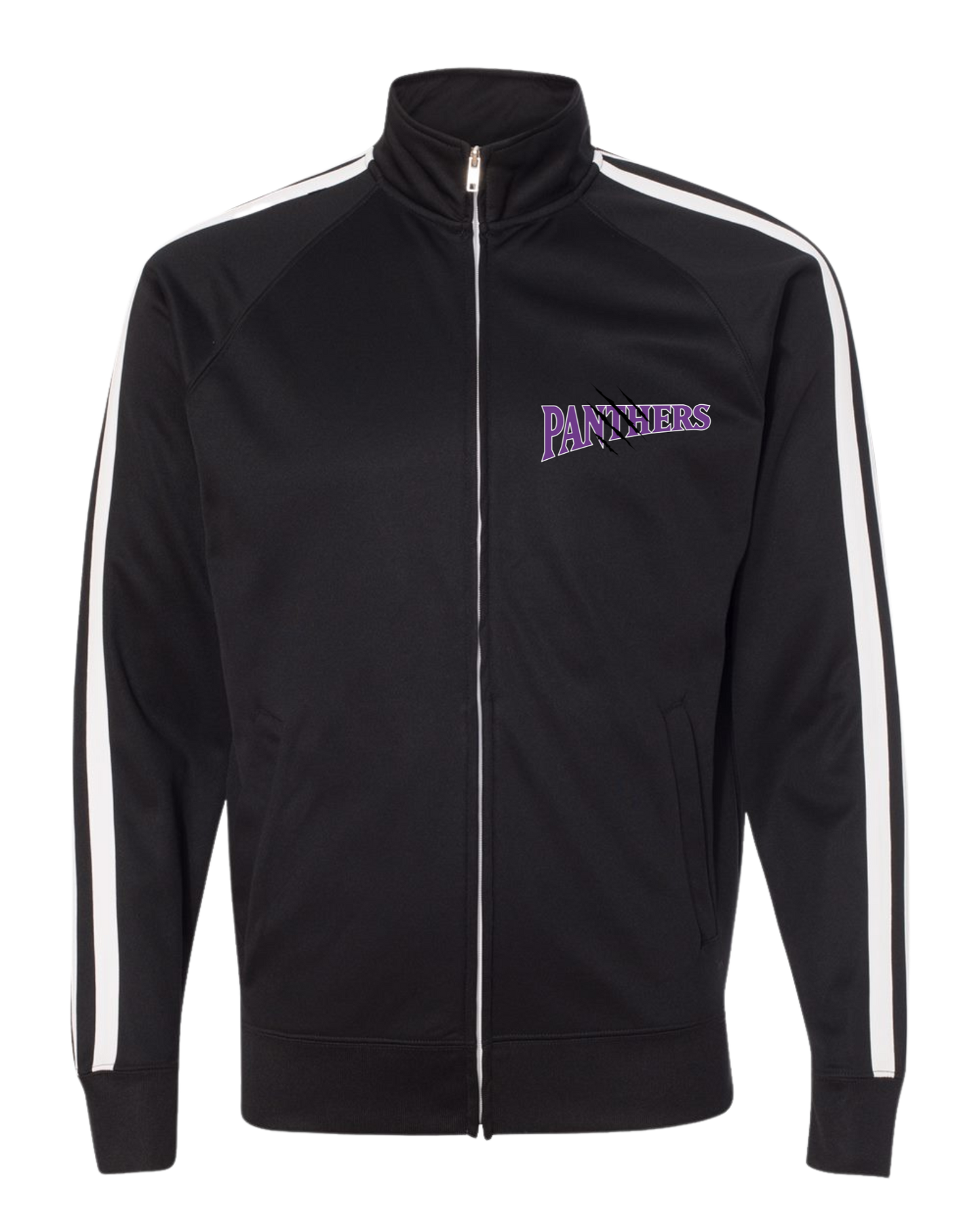 Black Zip-up Track Jacket with Panther