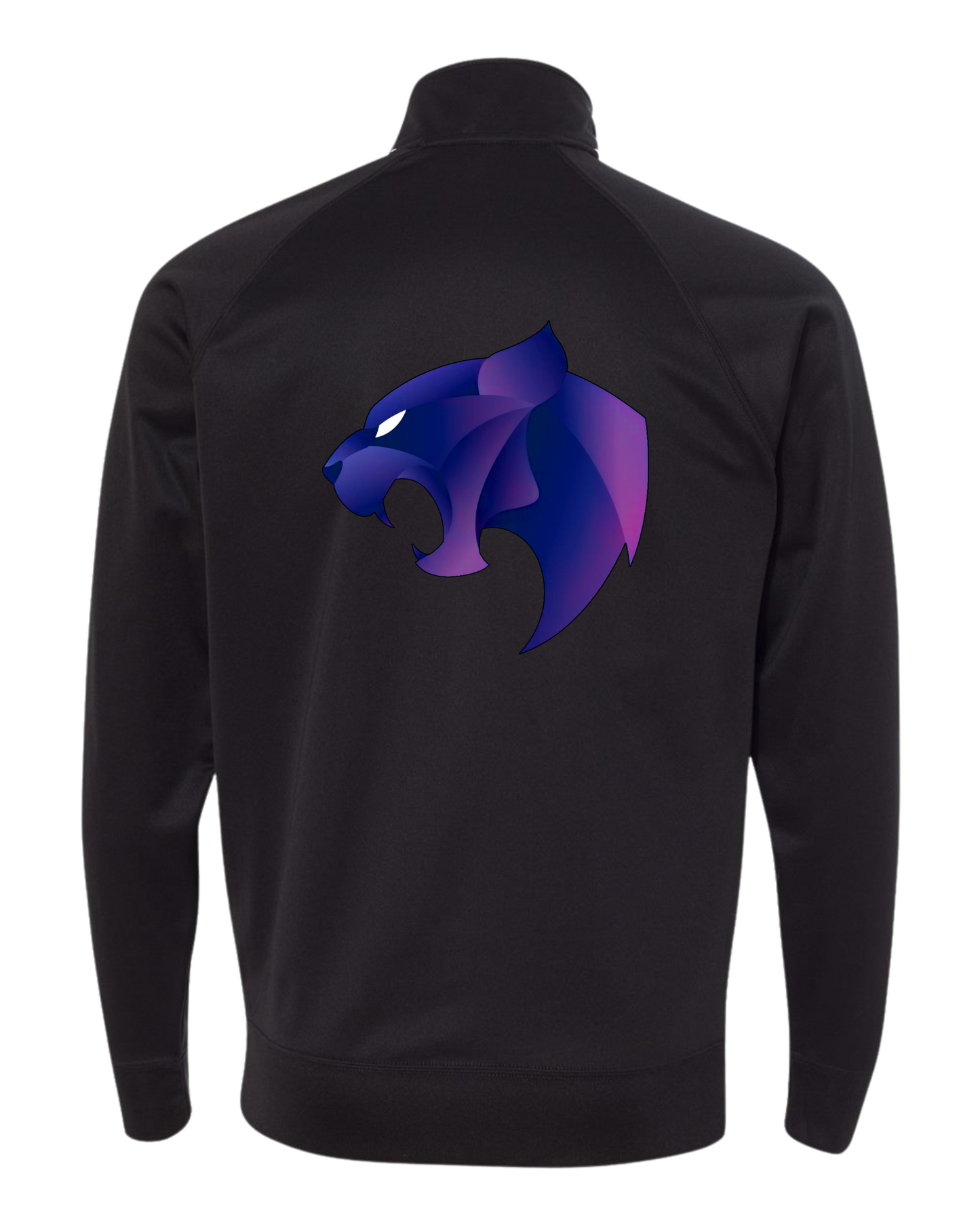 Black Zip-up Track Jacket with Panther