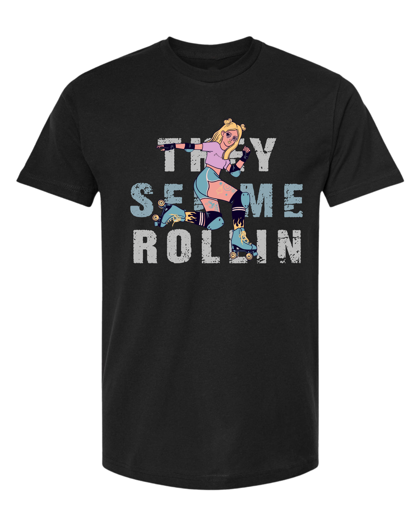 Unisex crew-neck short sleeve "They see me rollin" skater girl tee