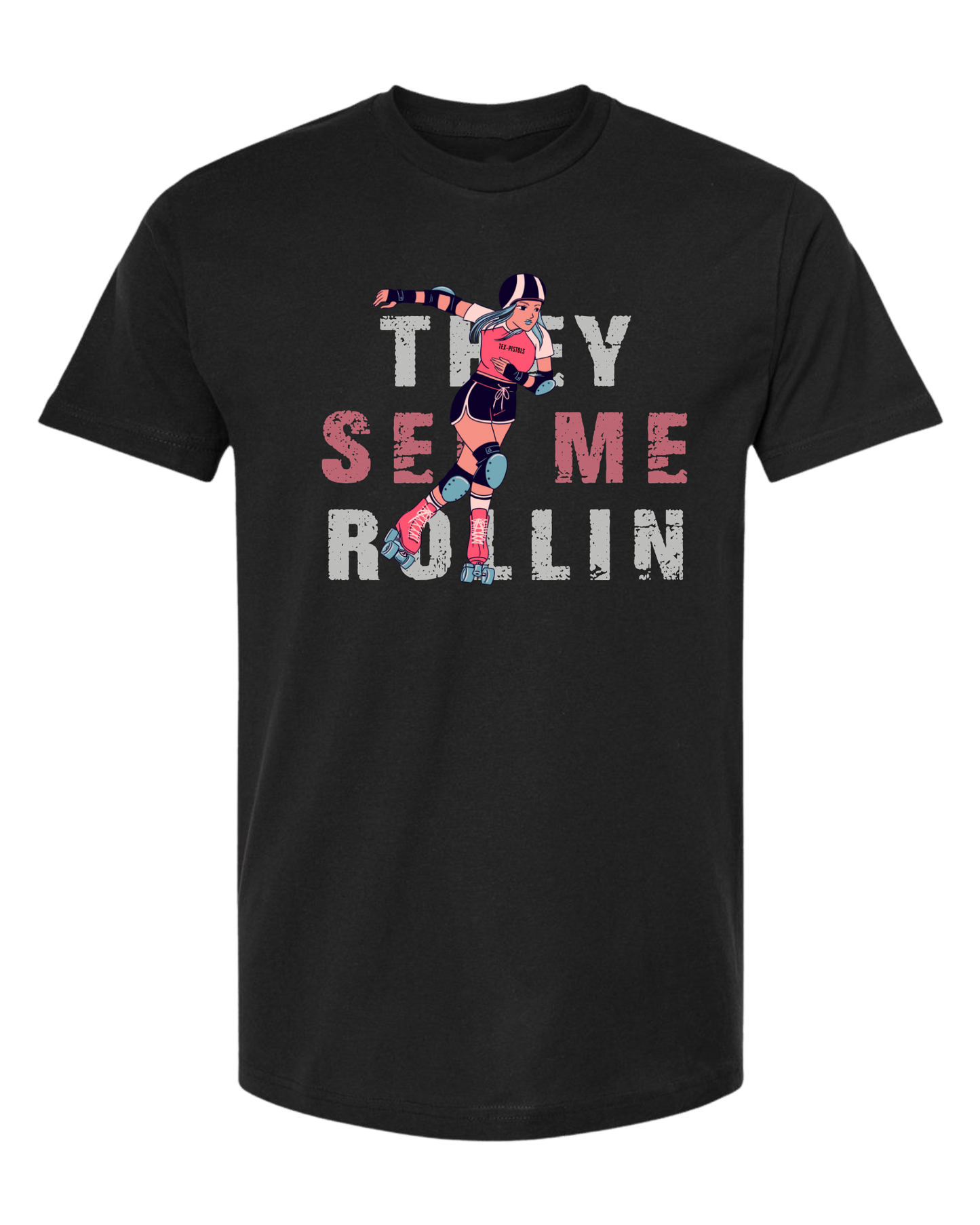 Unisex crew-neck short sleeve "They see me rollin" skater girl tee