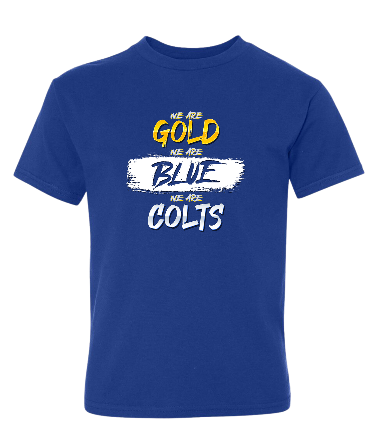 Desert Wind "We are Gold, we are Blue, we are Colts" unisex crew-neck full color tee
