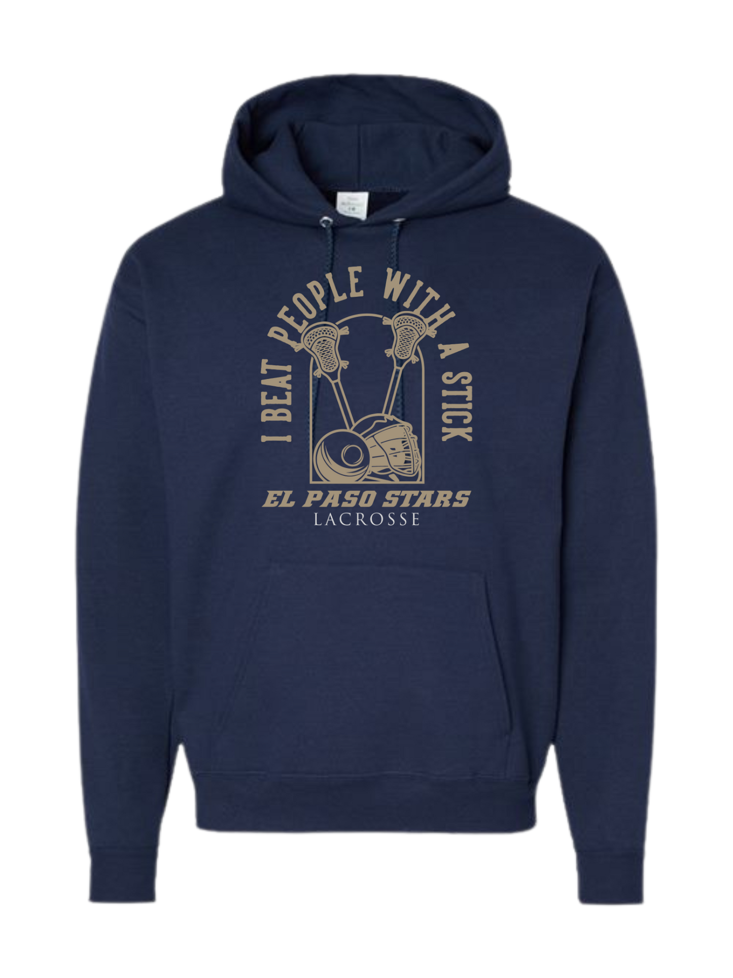 El Paso Stars Lacrosse "I beat people with a stick" classic navy unisex crewneck tee