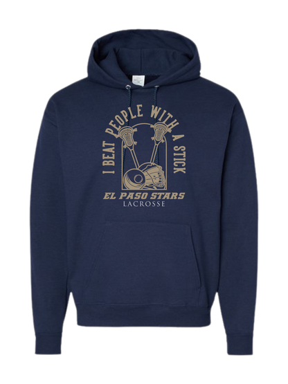 El Paso Stars Lacrosse "I beat people with a stick" classic navy unisex crewneck tee