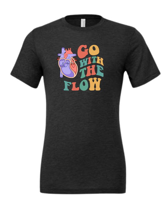 "Go with the Flow" groovy font unisex crew-neck tee