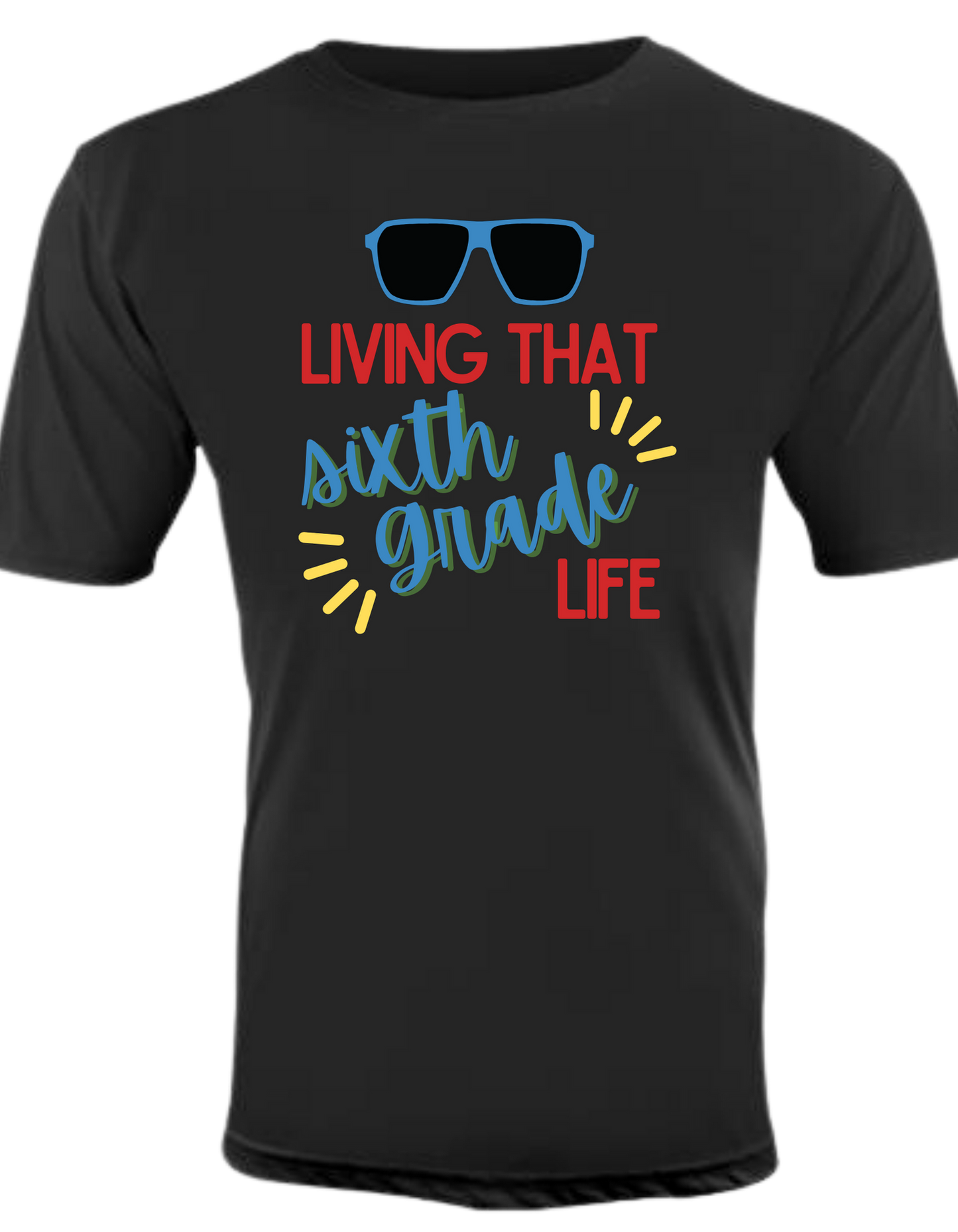 Customizable "Living that" grade level unisex crew-neck tee