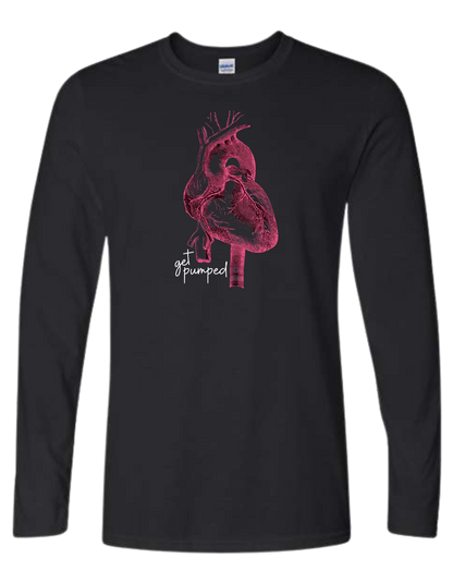 "Get Pumped" distressed heart unisex crew-neck tee