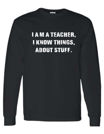 "I am a teacher" funny front distressed text