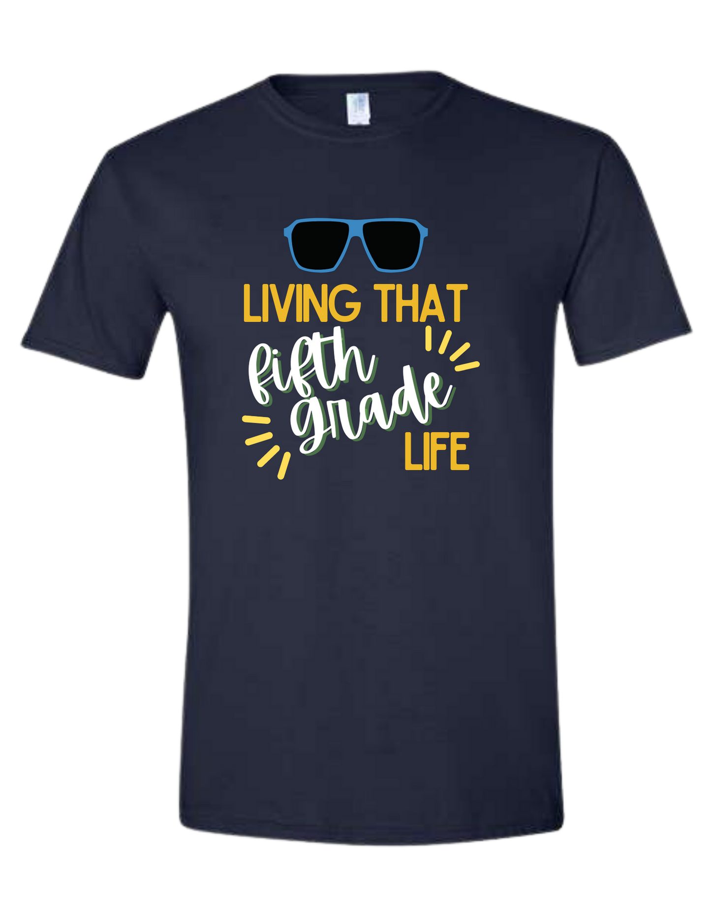 Customizable "Living that" grade level unisex crew-neck tee