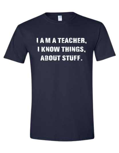 "I am a teacher" funny front distressed text