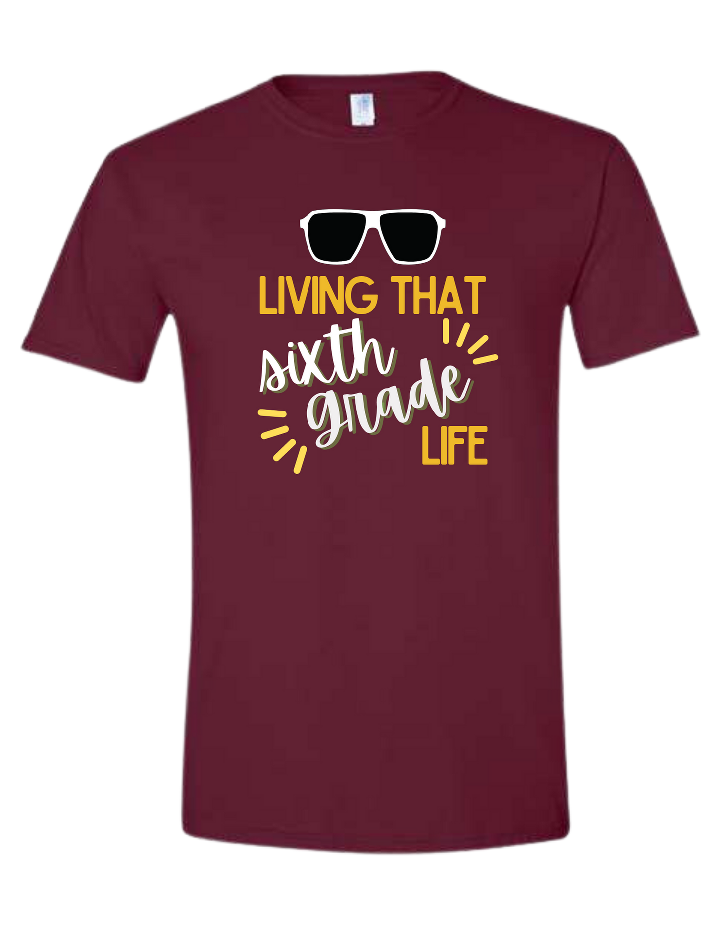 Customizable "Living that" grade level unisex crew-neck tee