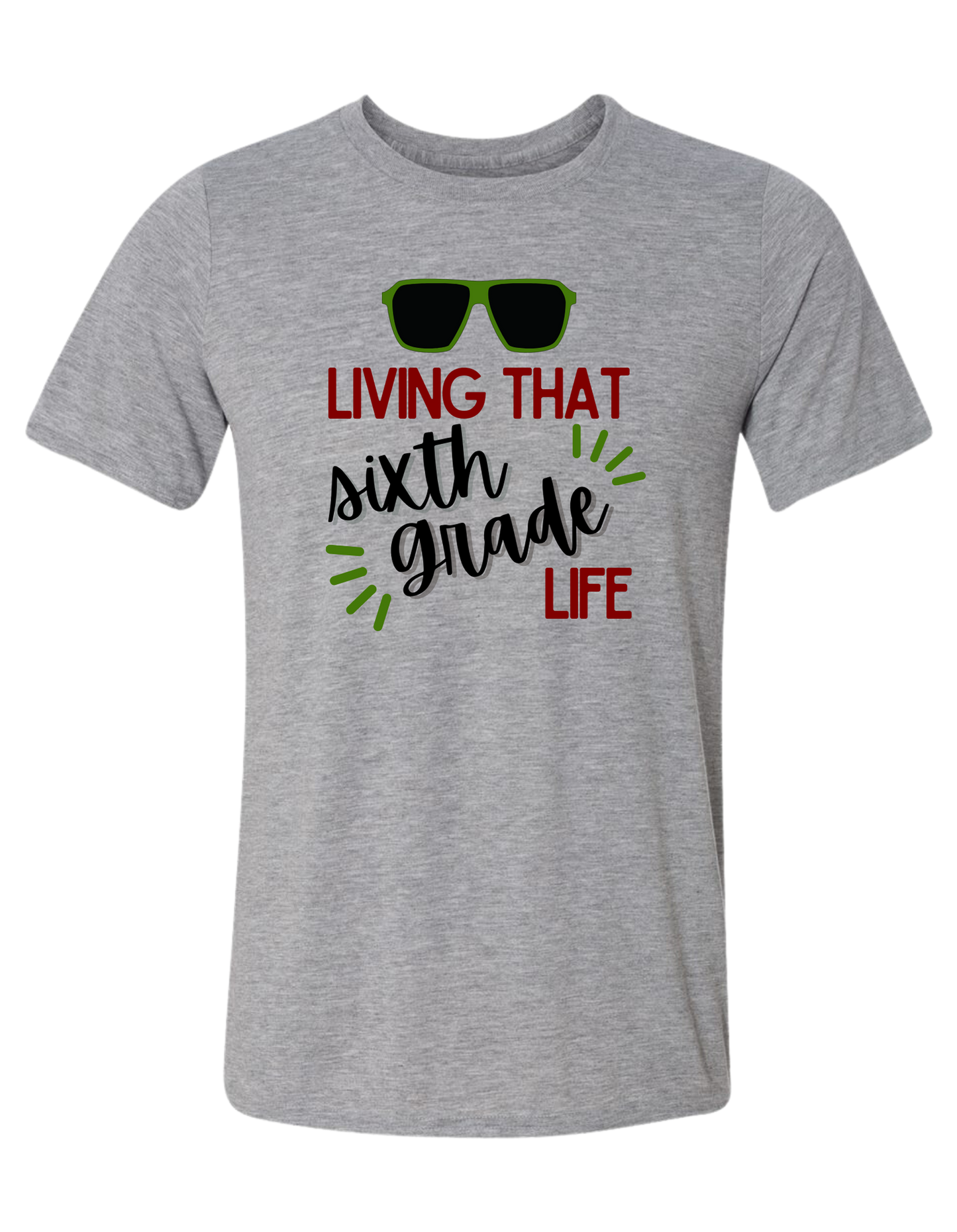 Customizable "Living that" grade level unisex crew-neck tee