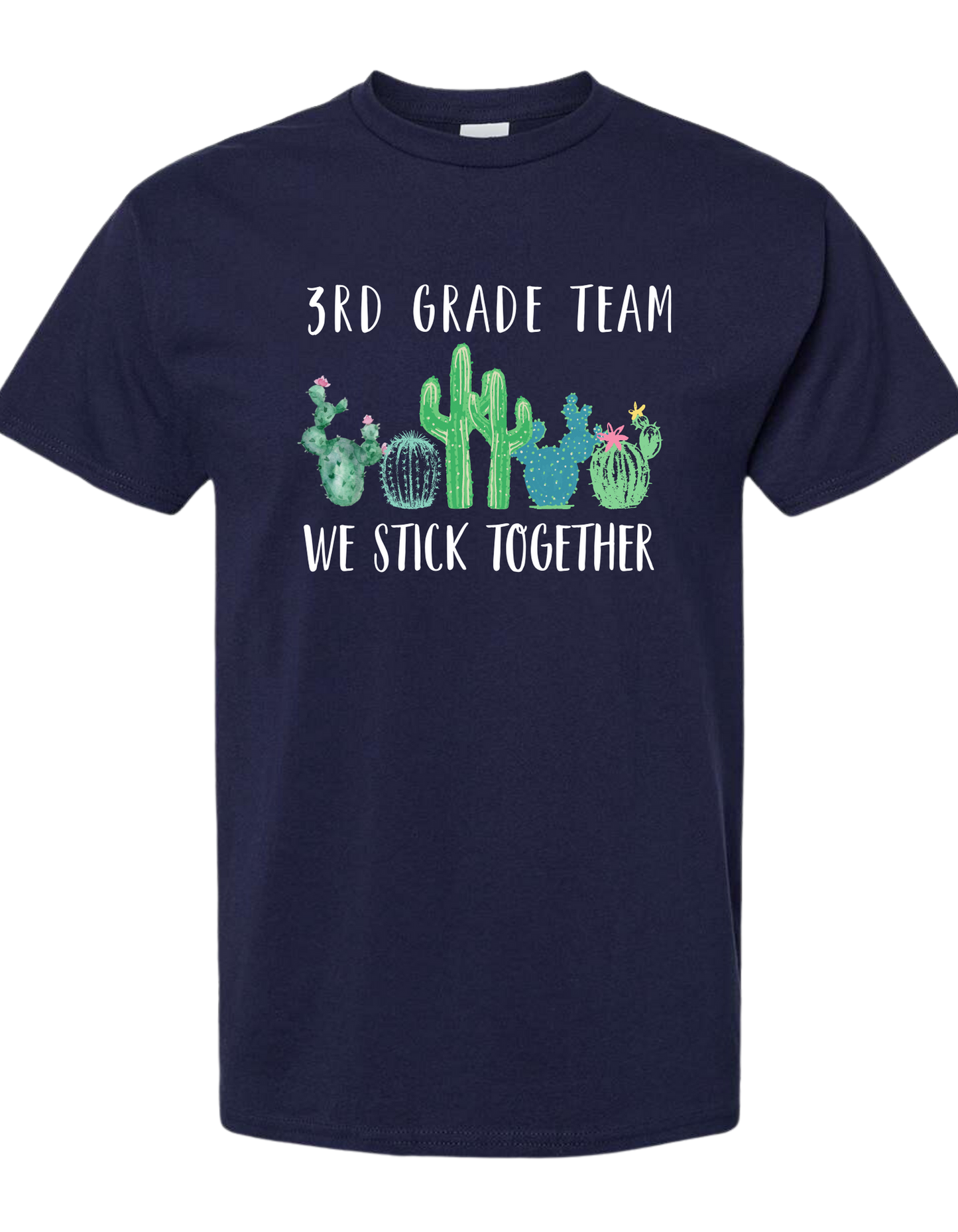 Customizable Cactus "We stick together" grade level team unisex crew-neck tee