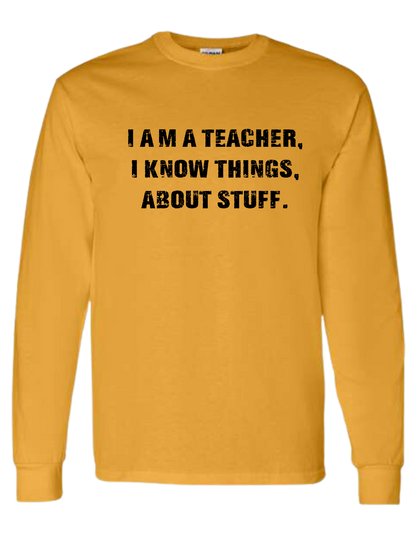 "I am a teacher" funny front distressed text