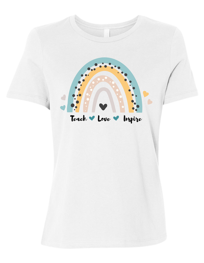 Full color rainbow teacher women's fit  crew-neck tee