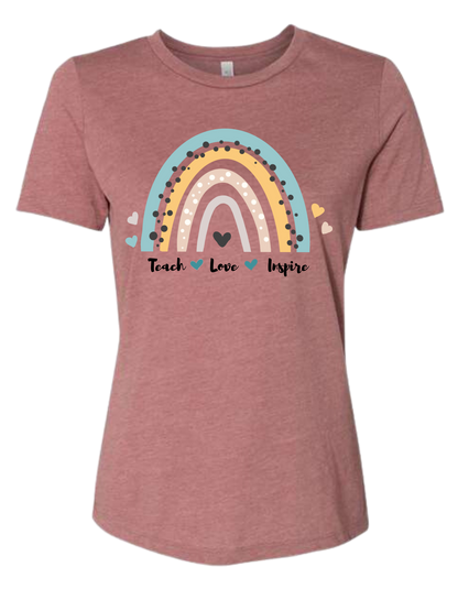 Full color rainbow teacher women's fit  crew-neck tee