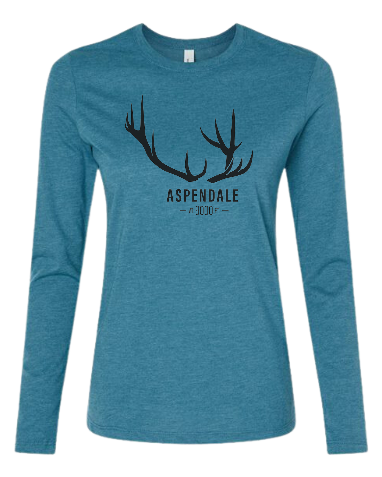 Antlers for Aspendale Women's fit crewneck long sleeve fit Heather Teal