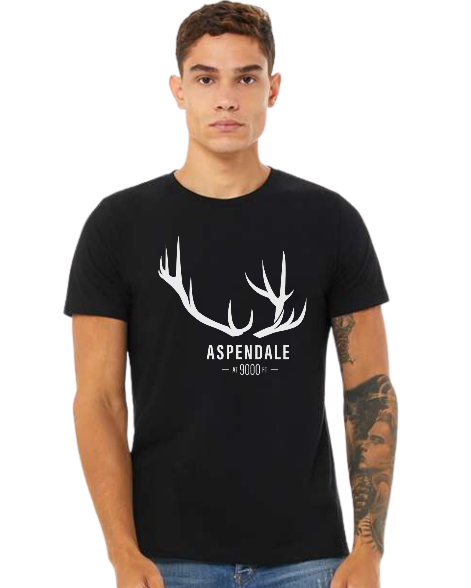 Antlers for Aspendale (white) Premium unisex crewneck tee Black