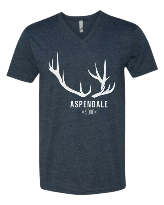 Antlers for Aspendale (white) Premium unisex v-neck tee Heather Navy