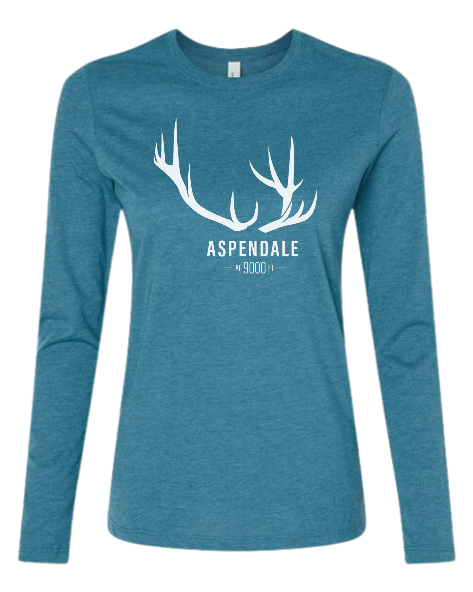Antlers for Aspendale (white) Women's fit crewneck long sleeve fit Heather Teal