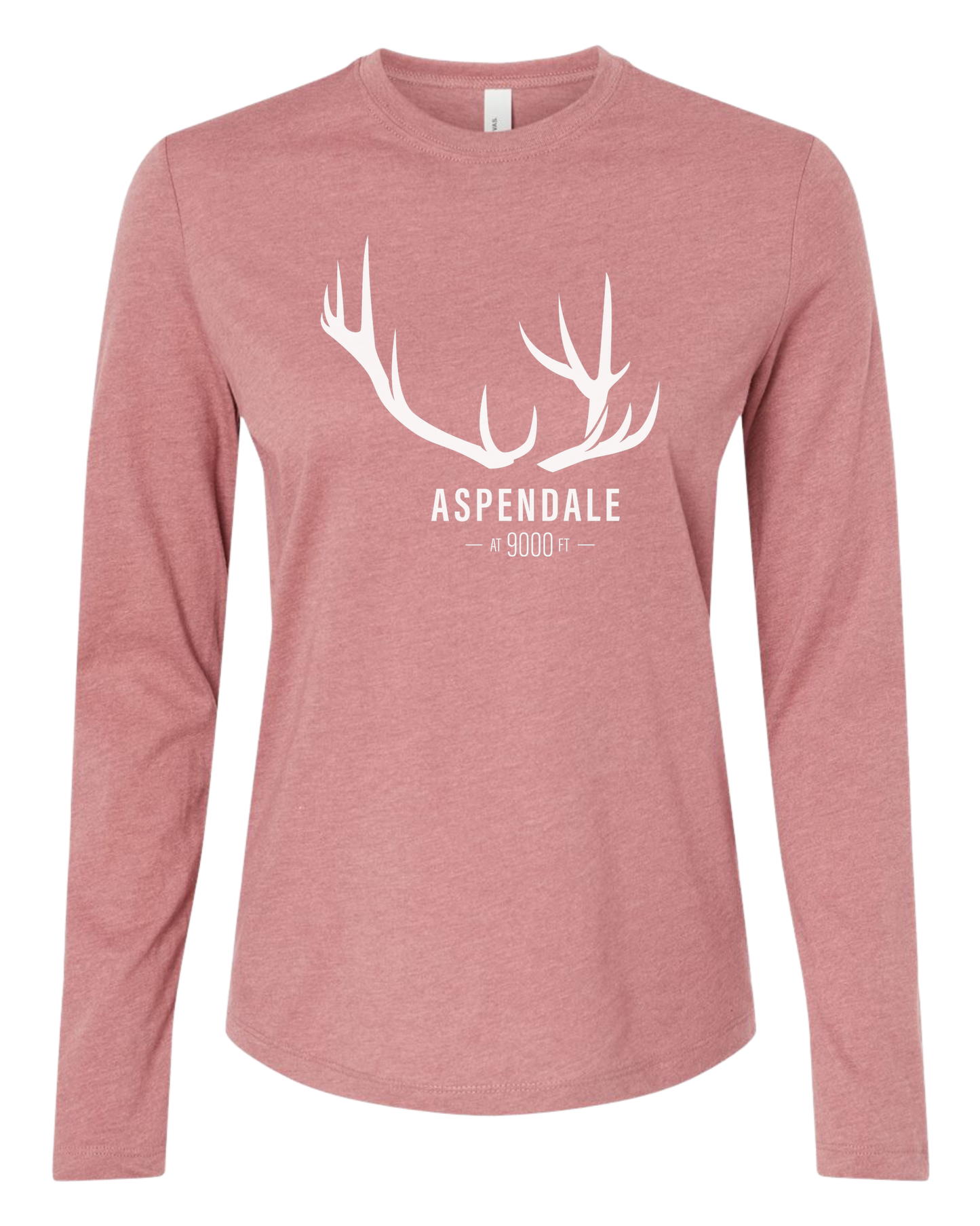 Antlers for Aspendale (white) Women's fit crewneck long sleeve fit Mauve Pink
