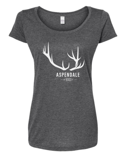 Antlers for Aspendale (white) Women's fit scoop neck tee Heather Grey