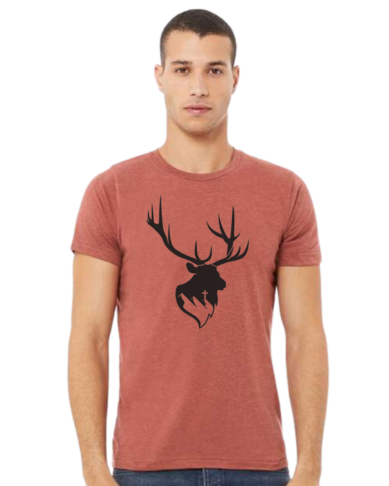 Aspendale Elk (black) Premium unisex crewneck tee Heather Clay